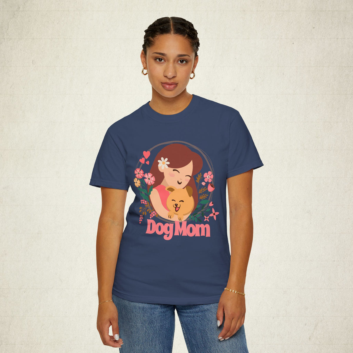 Dog Mom Floral Graphic Tee featuring a Dog Mom design, graphic tee