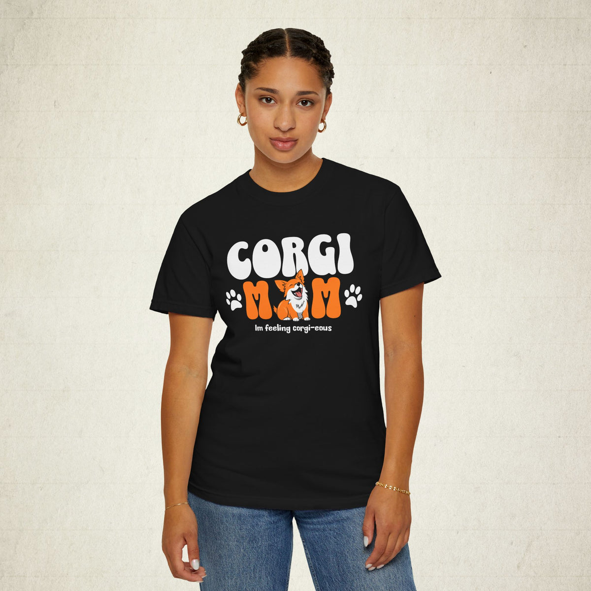 Corgi Mom Graphic Tee featuring a Corgi Mom design, graphic tee