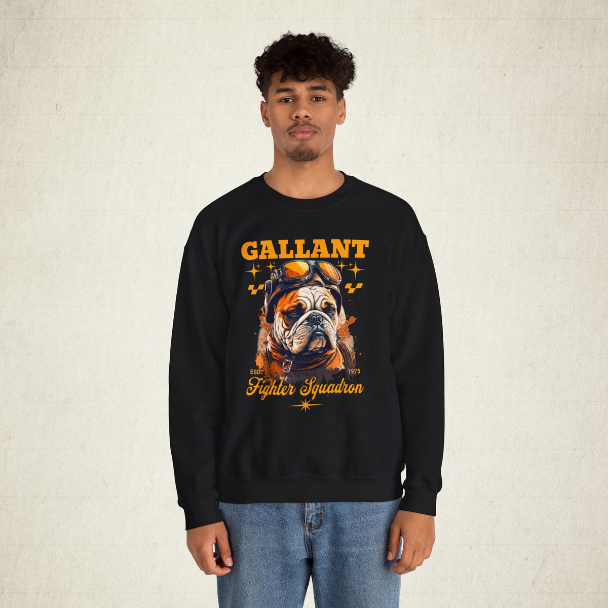 Gallant Fighter Squad Bulldog Sweatshirt featuring a Gallant Fighter Squad design, crewneck sweatshirt