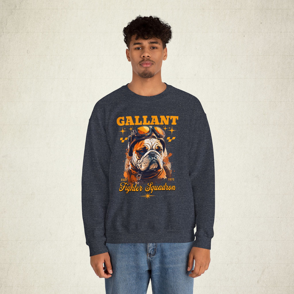 Gallant Fighter Squad Bulldog Sweatshirt featuring a Gallant Fighter Squad design, crewneck sweatshirt