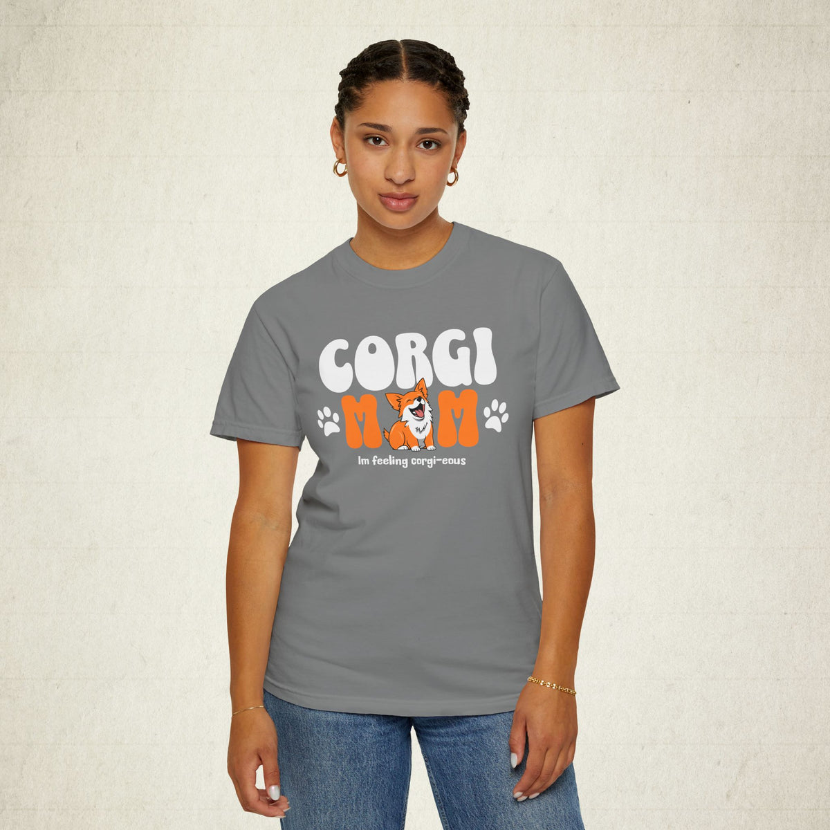 Corgi Mom Graphic Tee featuring a Corgi Mom design, graphic tee