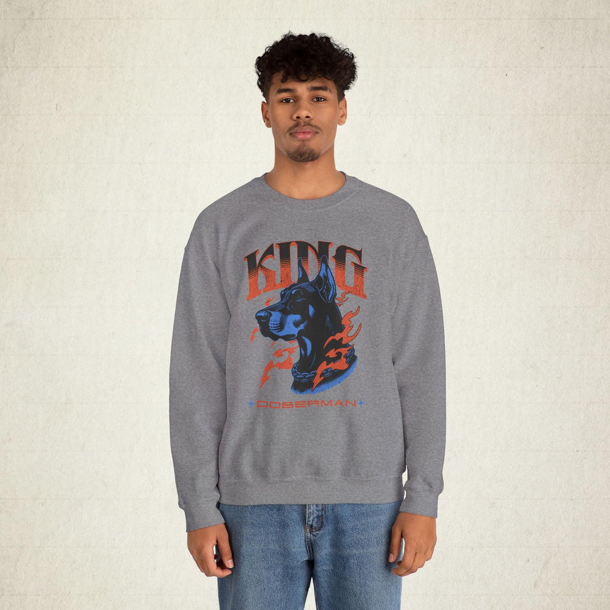 Bold Doberman King Crewneck Sweatshirt featuring a Bold Doberman King design, crewneck sweatshirt