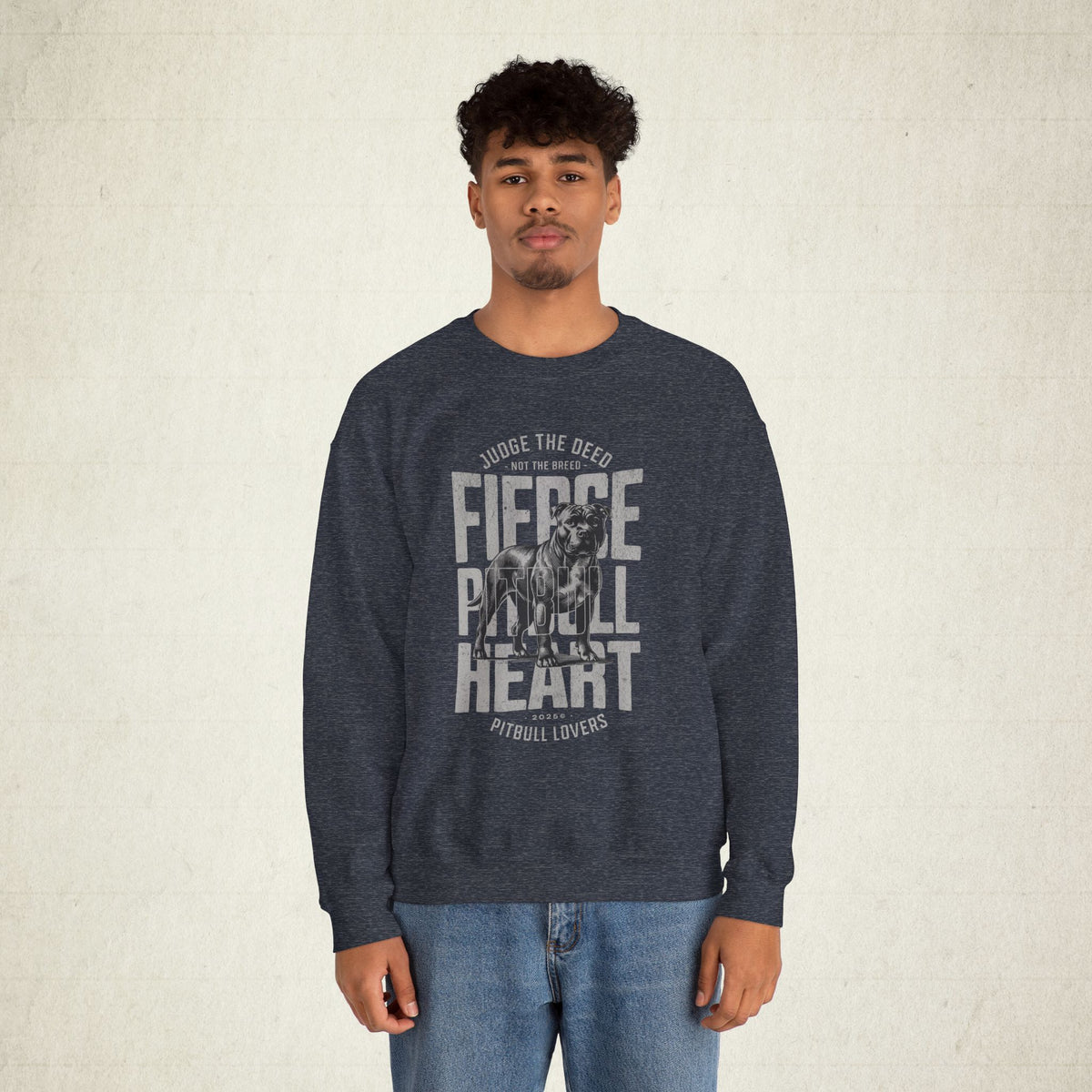 Fierce Pitbull Heart Crewneck Sweatshirt featuring a Fierce Pitbull Heart design, crewneck sweatshirt
