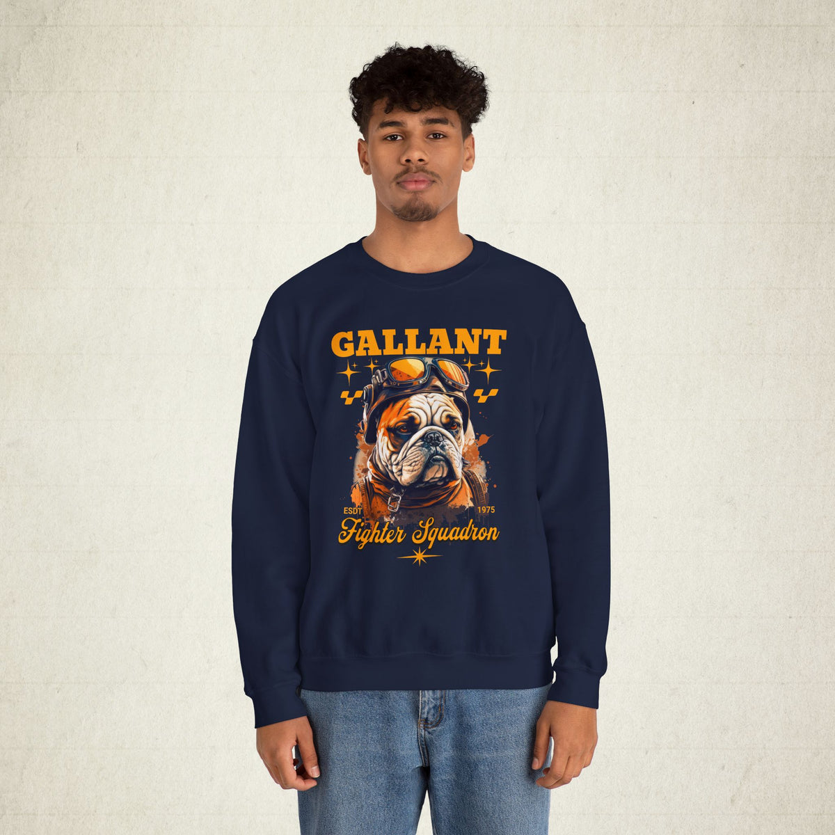 Gallant Fighter Squad Bulldog Sweatshirt featuring a Gallant Fighter Squad design, crewneck sweatshirt