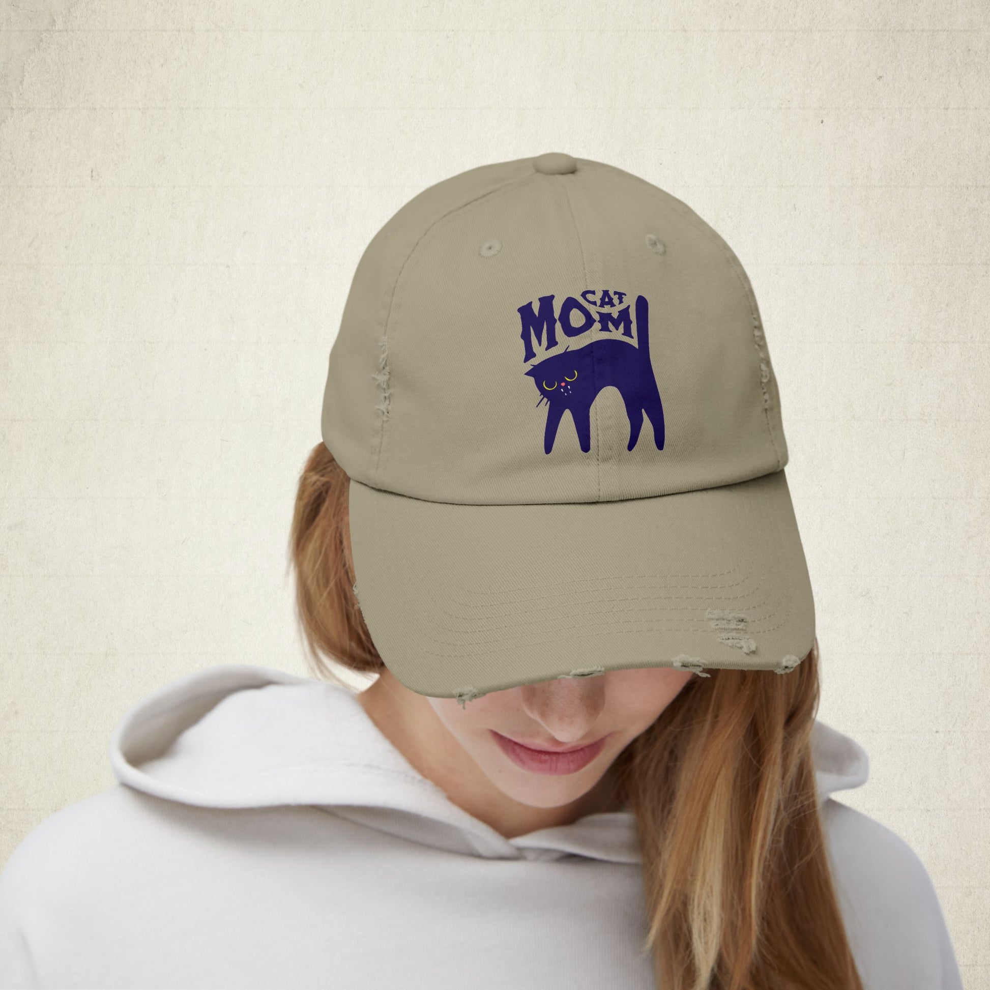 Cat Mom Distressed Cap