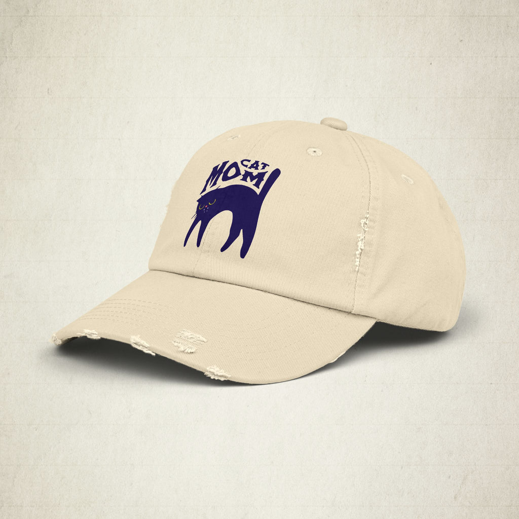 Cat Mom Distressed Cap