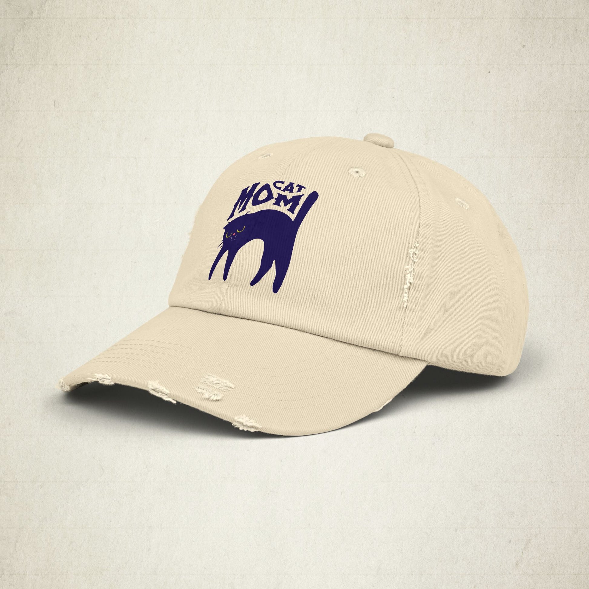 Cat Mom Distressed Cap