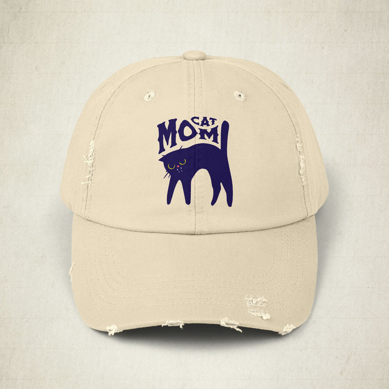 Cat Mom Distressed Cap