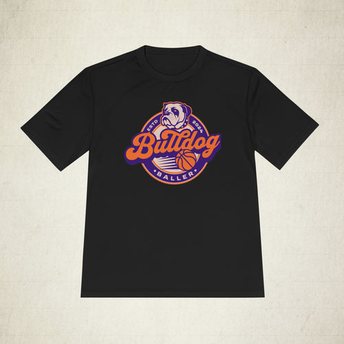 Bulldog Basketball Moisture-Wicking Tee featuring a Bulldog Basketball design, moisture-wicking activewear tee