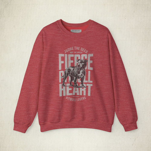 Fierce Pitbull Heart Crewneck Sweatshirt featuring a Fierce Pitbull Heart design, crewneck sweatshirt