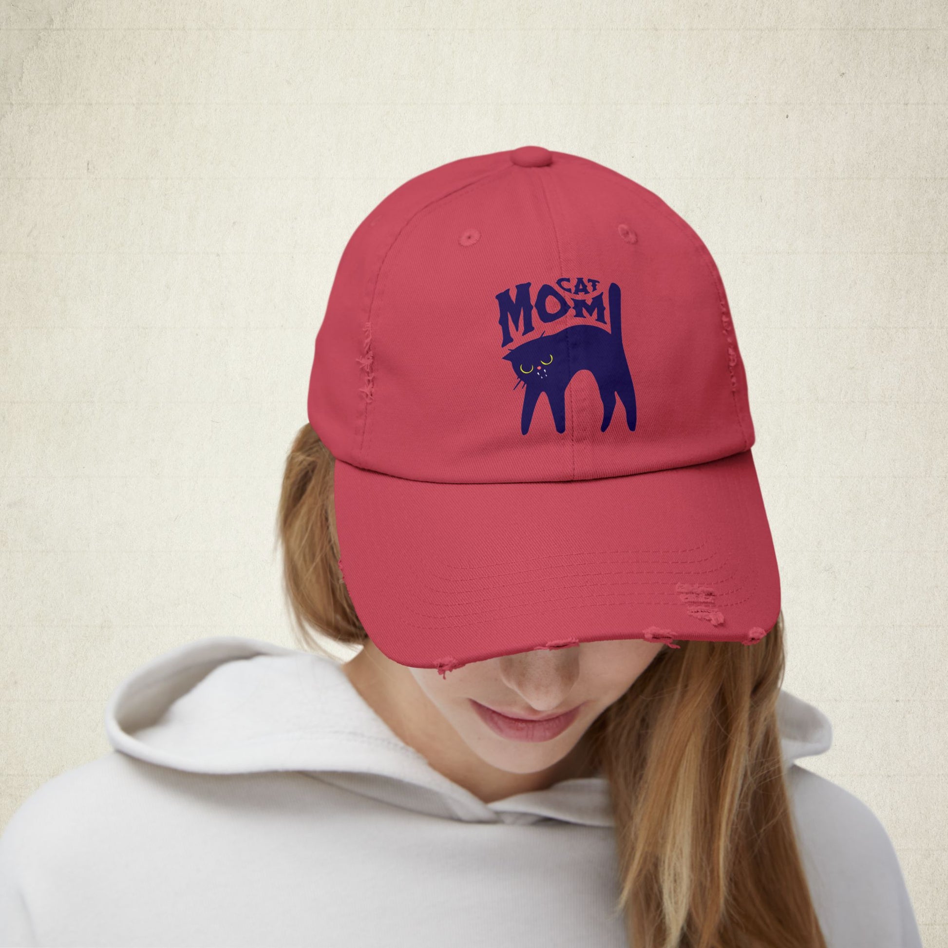 Cat Mom Distressed Cap