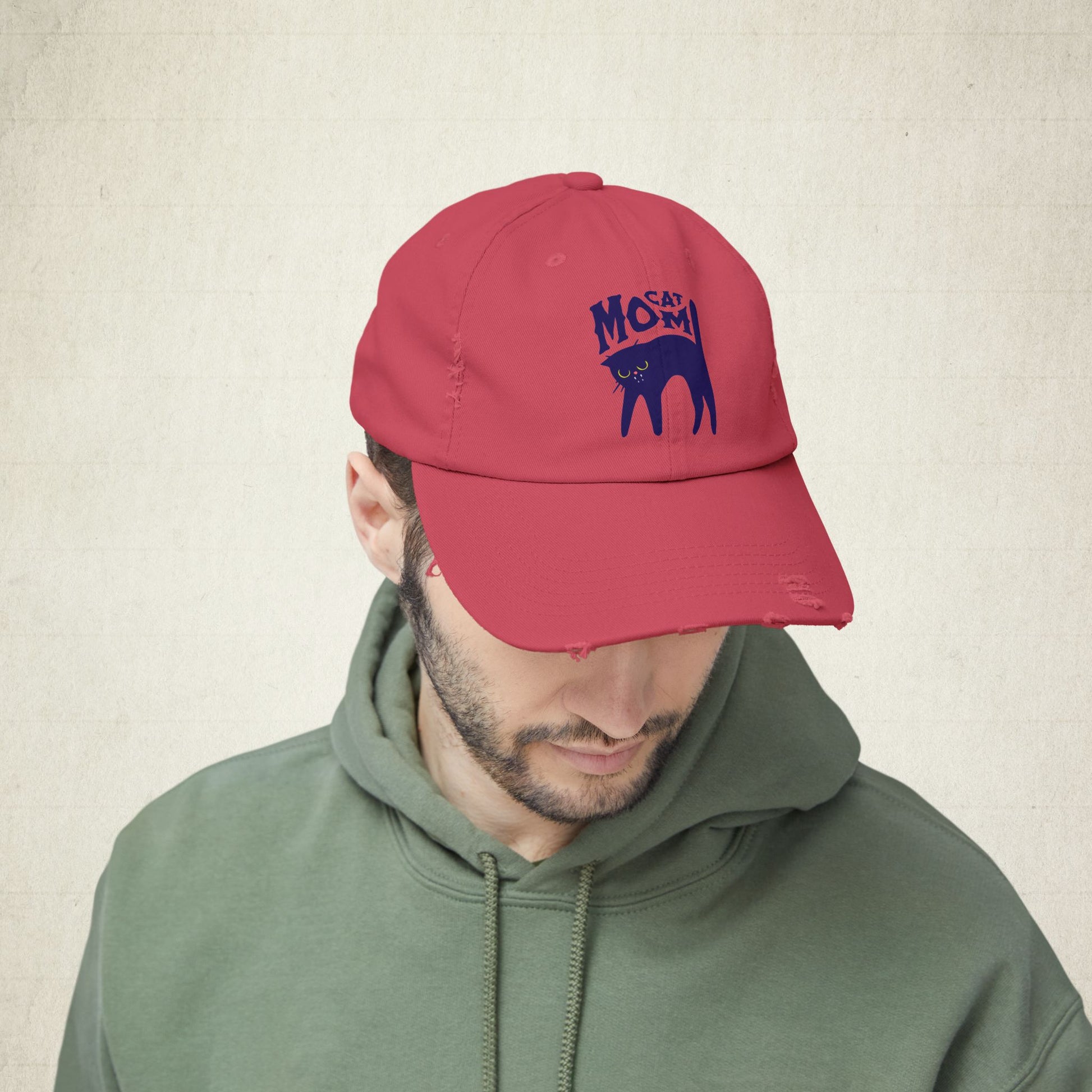 Cat Mom Distressed Cap