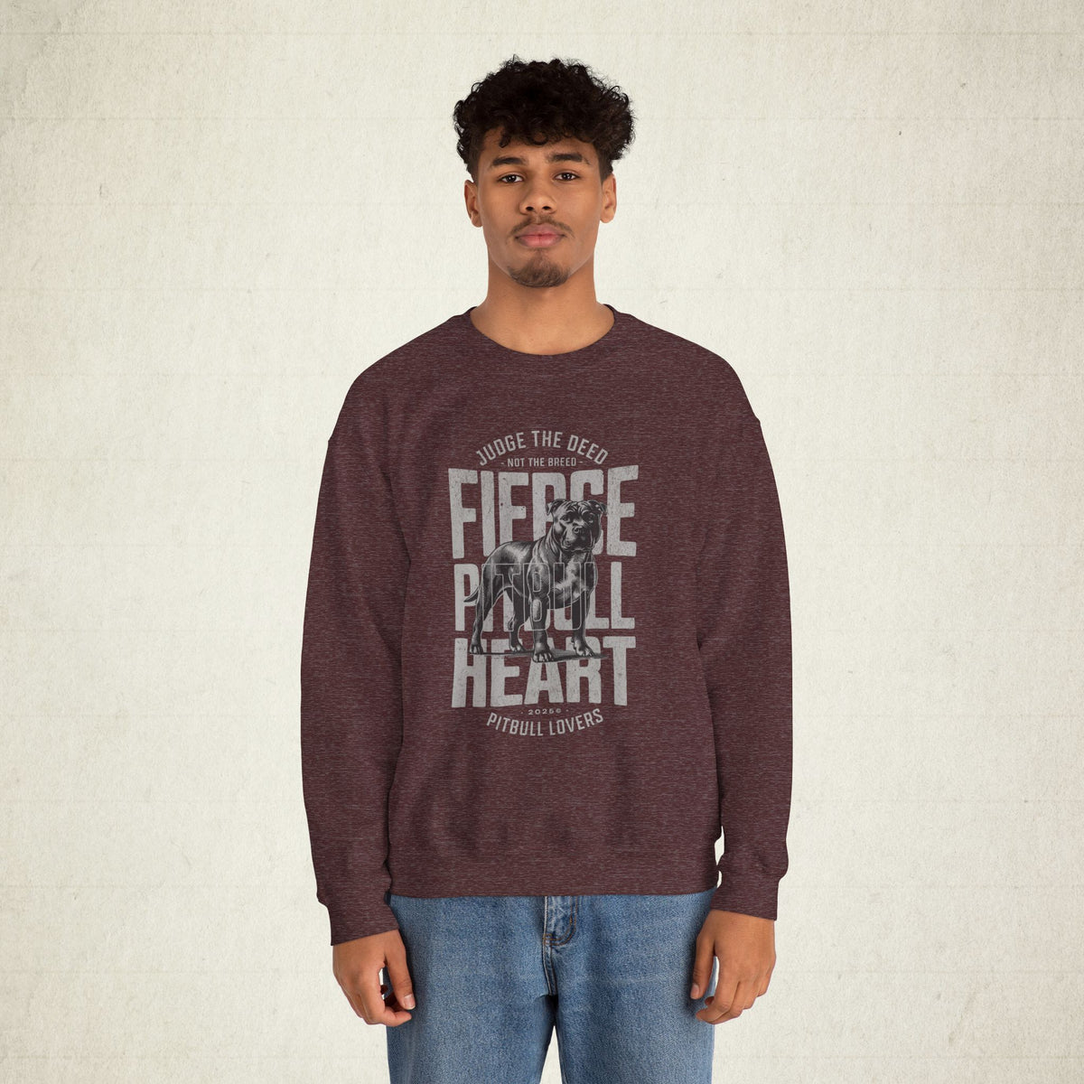 Fierce Pitbull Heart Crewneck Sweatshirt featuring a Fierce Pitbull Heart design, crewneck sweatshirt