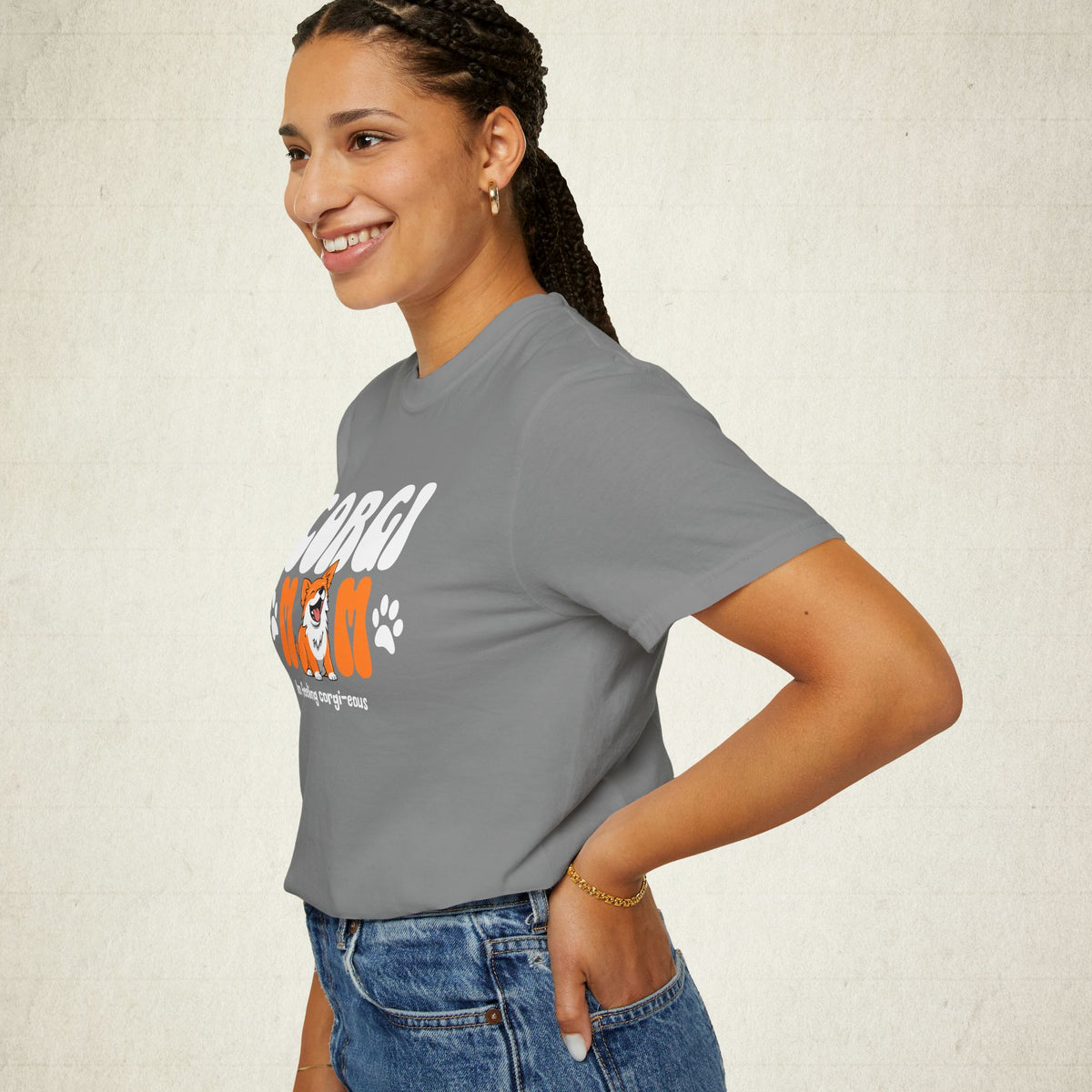 Corgi Mom Graphic Tee featuring a Corgi Mom design, graphic tee
