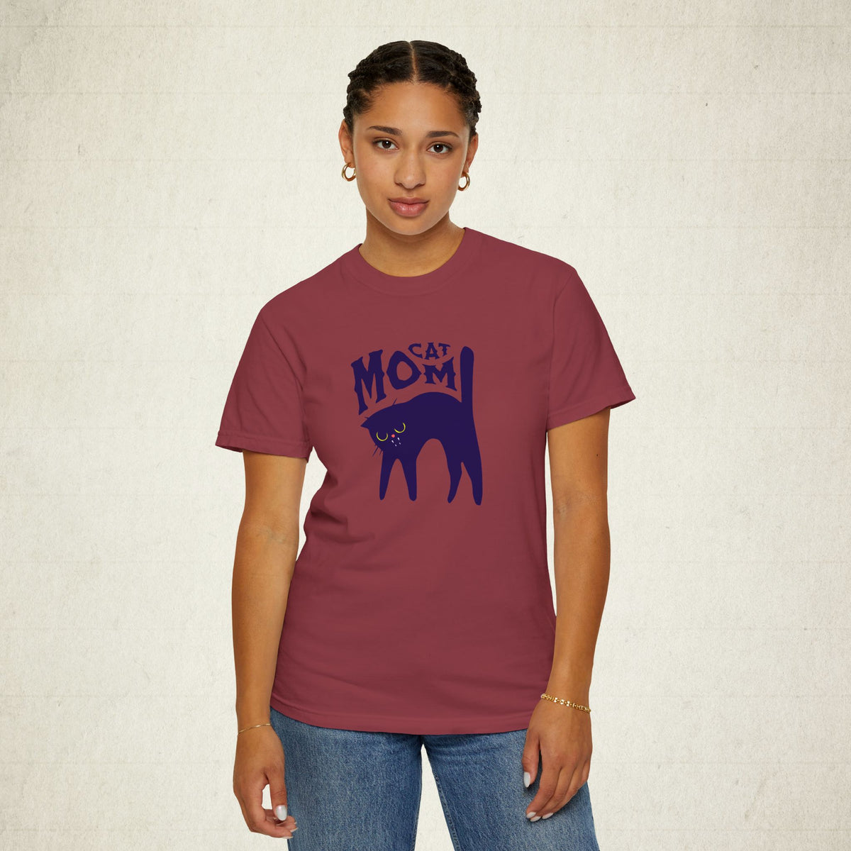 Cat Mom Garment-Dyed Women T-shirt