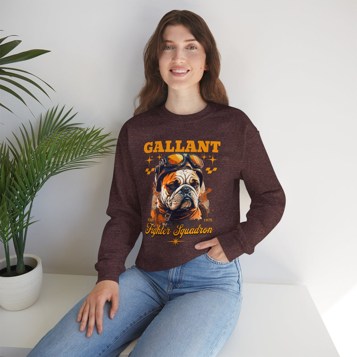 Gallant Fighter Squad Bulldog Sweatshirt featuring a Gallant Fighter Squad design, crewneck sweatshirt