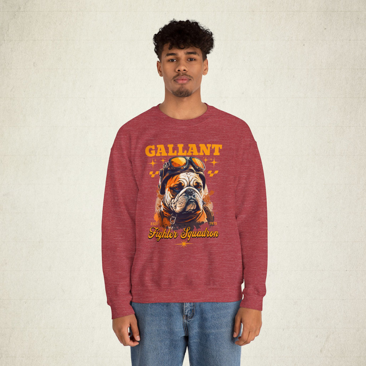 Gallant Fighter Squad Bulldog Sweatshirt featuring a Gallant Fighter Squad design, crewneck sweatshirt