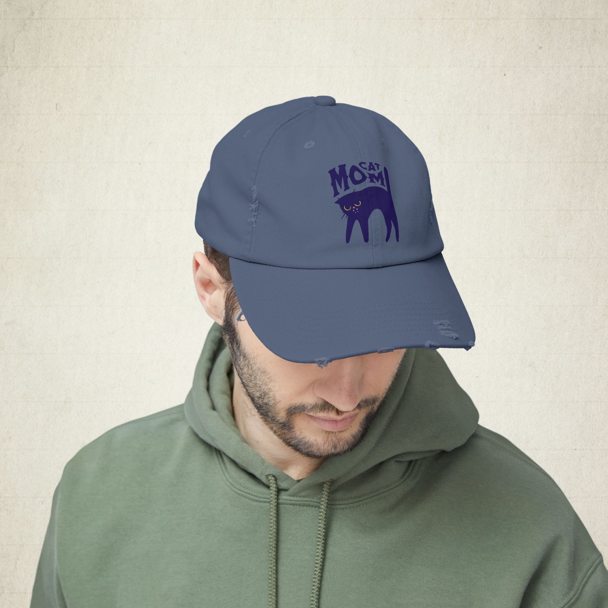 Cat Mom Distressed Cap