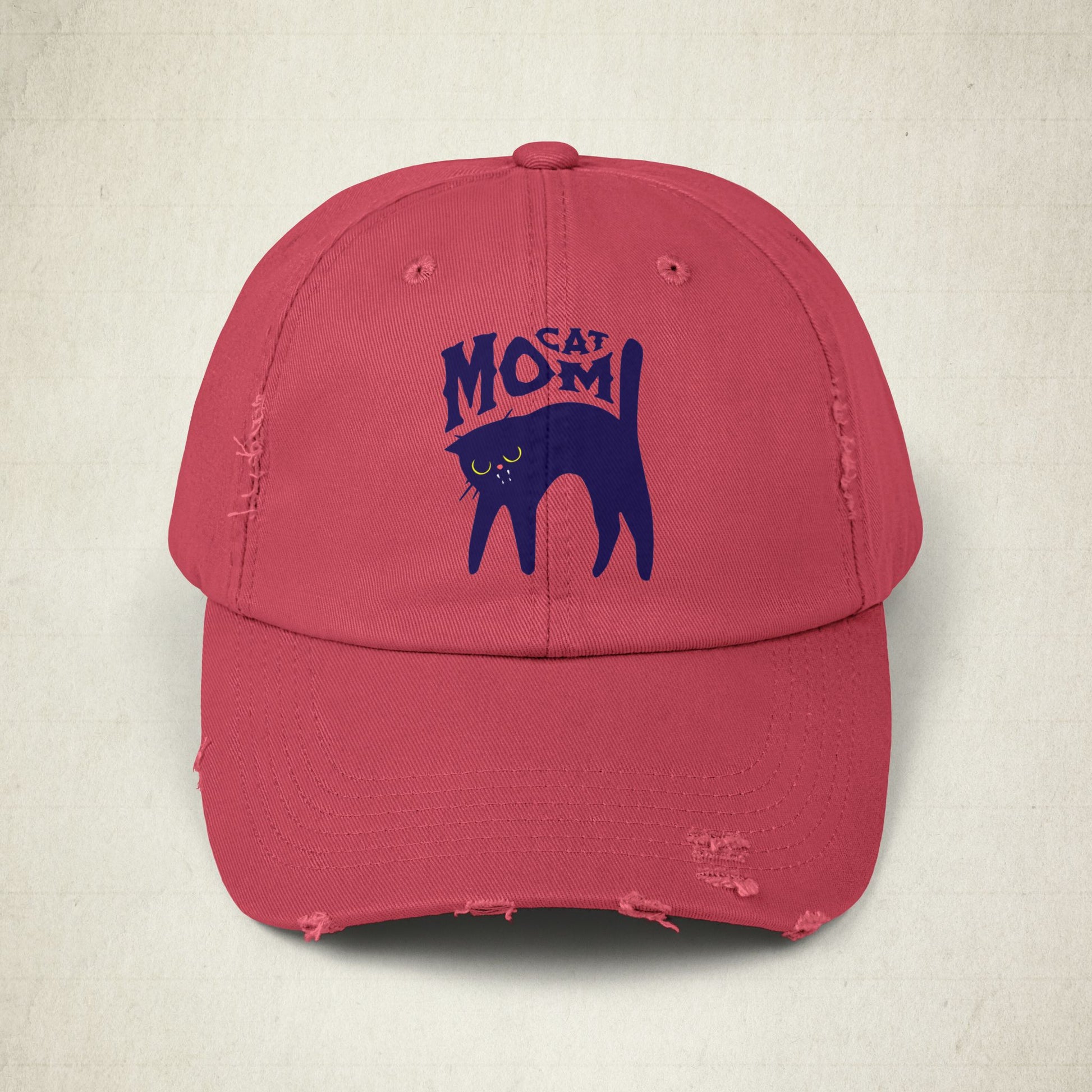Cat Mom Distressed Cap