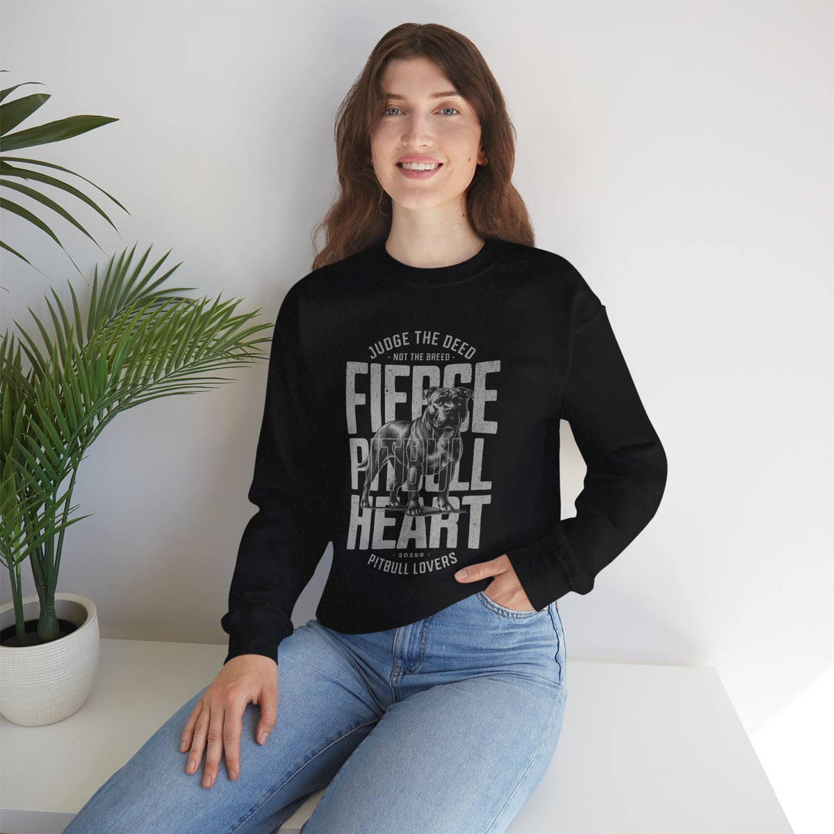 Fierce Pitbull Heart Crewneck Sweatshirt featuring a Fierce Pitbull Heart design, crewneck sweatshirt