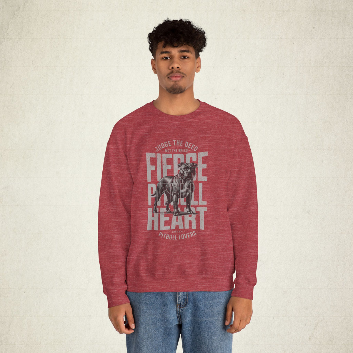 Fierce Pitbull Heart Crewneck Sweatshirt featuring a Fierce Pitbull Heart design, crewneck sweatshirt