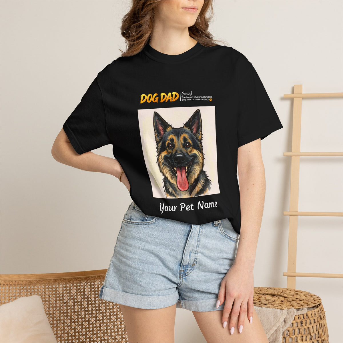 Custom Dog Dad Caricature T-Shirt | Personalized Pet Portrait Tee