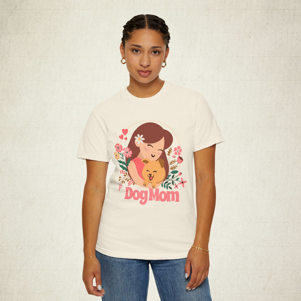 Dog Mom Floral Graphic Tee featuring a Dog Mom design, graphic tee