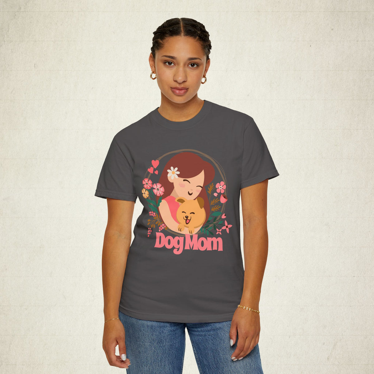 Dog Mom Floral Graphic Tee featuring a Dog Mom design, graphic tee