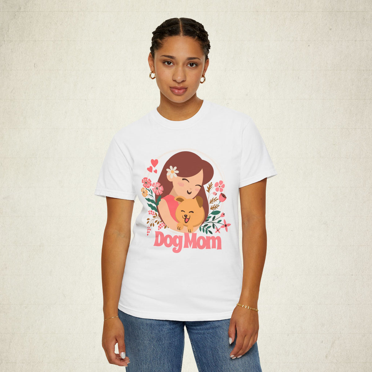 Dog Mom Floral Graphic Tee featuring a Dog Mom design, graphic tee