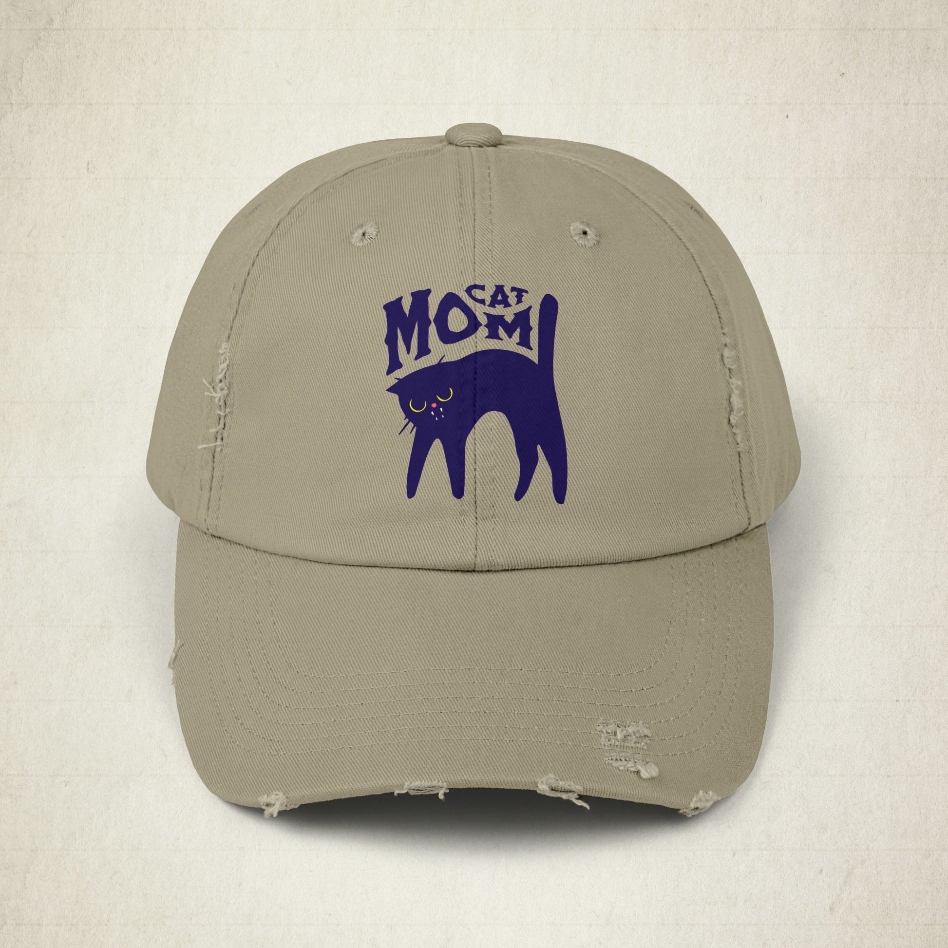 Cat Mom Distressed Cap
