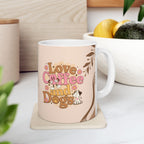 Love Coffee and Dogs Ceramic Mug featuring a Love Coffee and Dogs design, ceramic mug