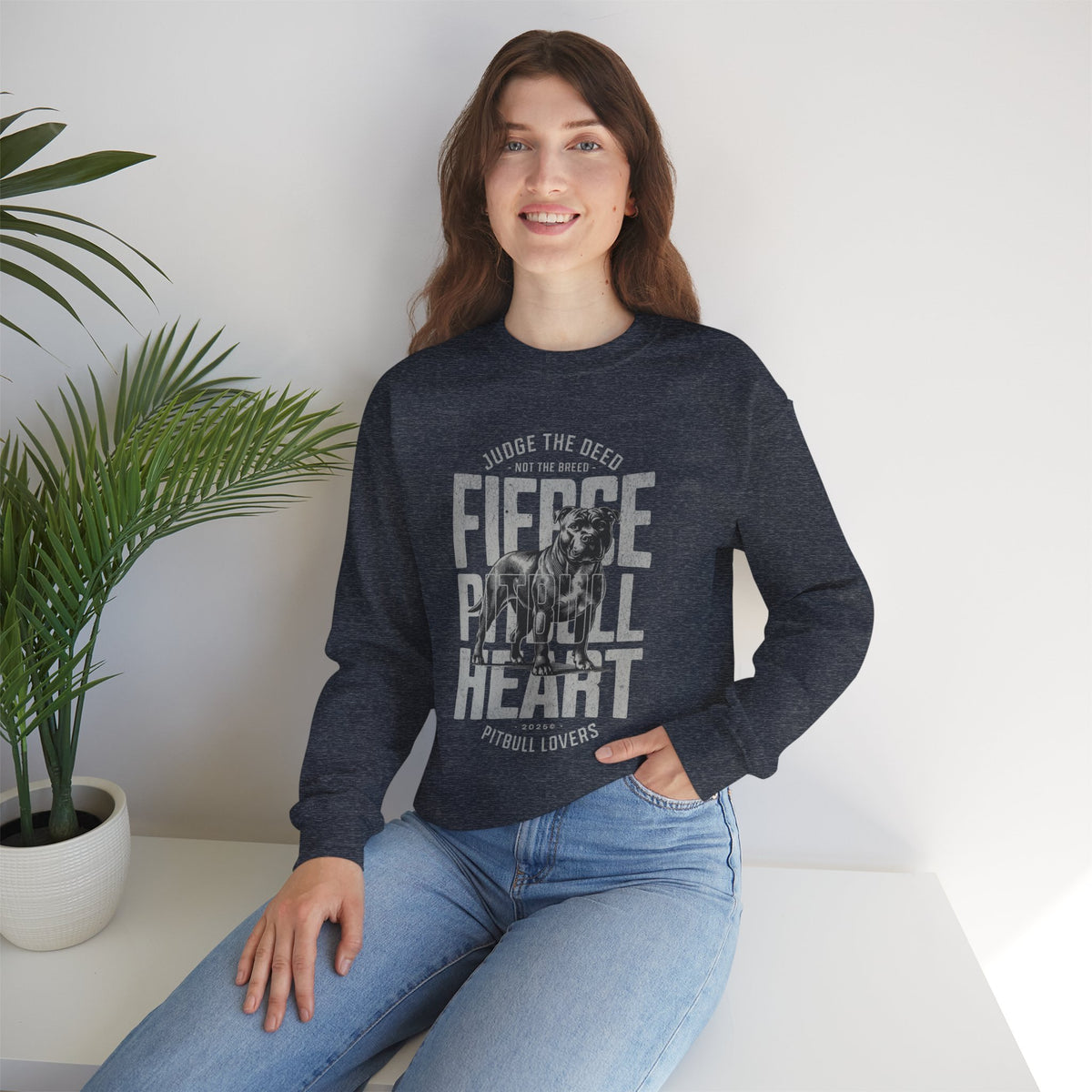 Fierce Pitbull Heart Crewneck Sweatshirt featuring a Fierce Pitbull Heart design, crewneck sweatshirt