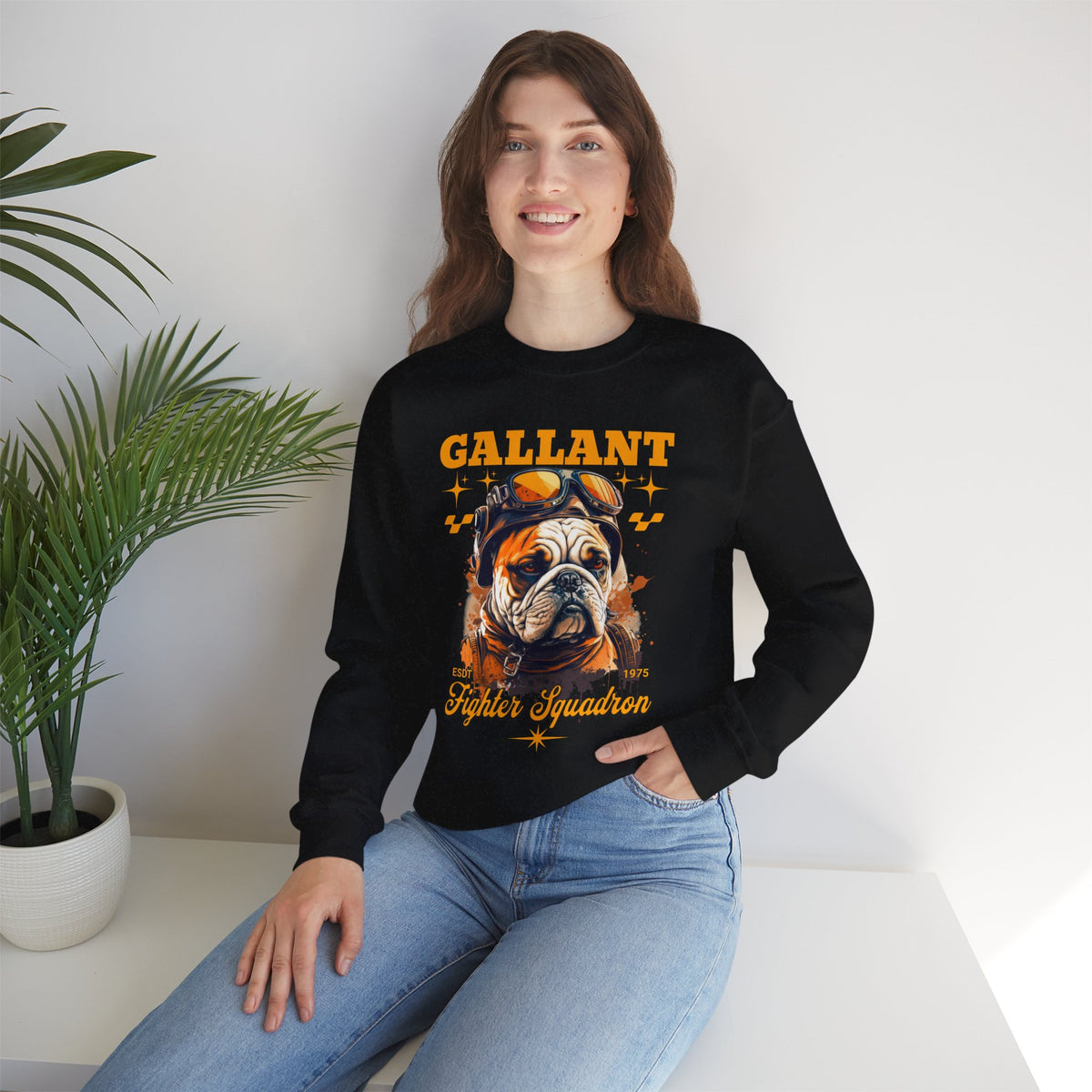 Gallant Fighter Squad Bulldog Sweatshirt featuring a Gallant Fighter Squad design, crewneck sweatshirt