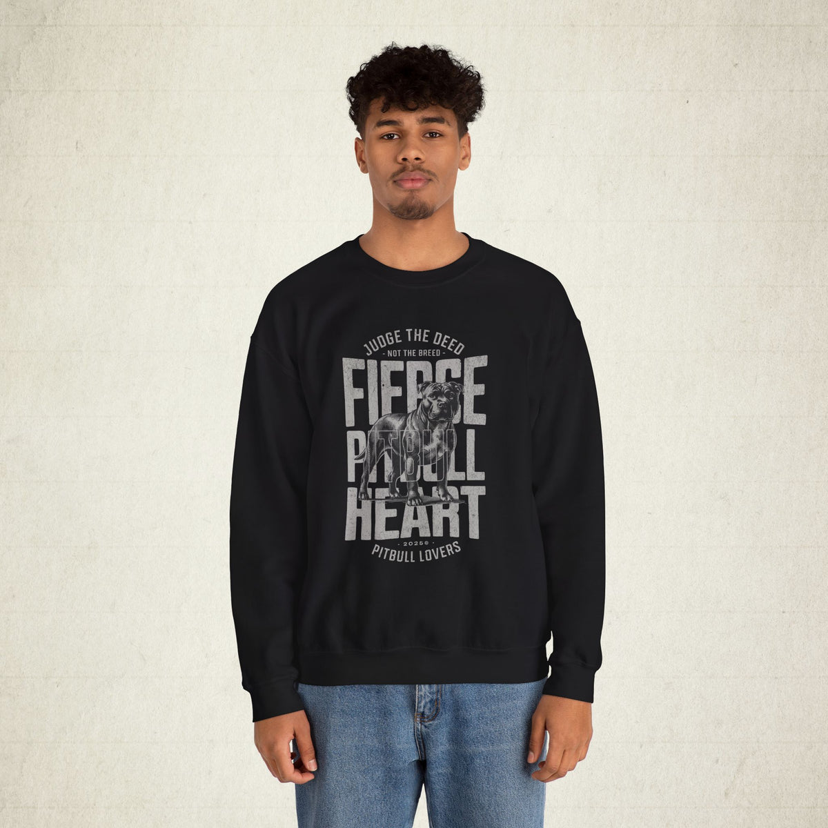 Fierce Pitbull Heart Crewneck Sweatshirt featuring a Fierce Pitbull Heart design, crewneck sweatshirt