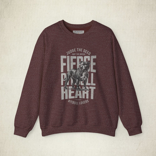 Fierce Pitbull Heart Crewneck Sweatshirt featuring a Fierce Pitbull Heart design, crewneck sweatshirt