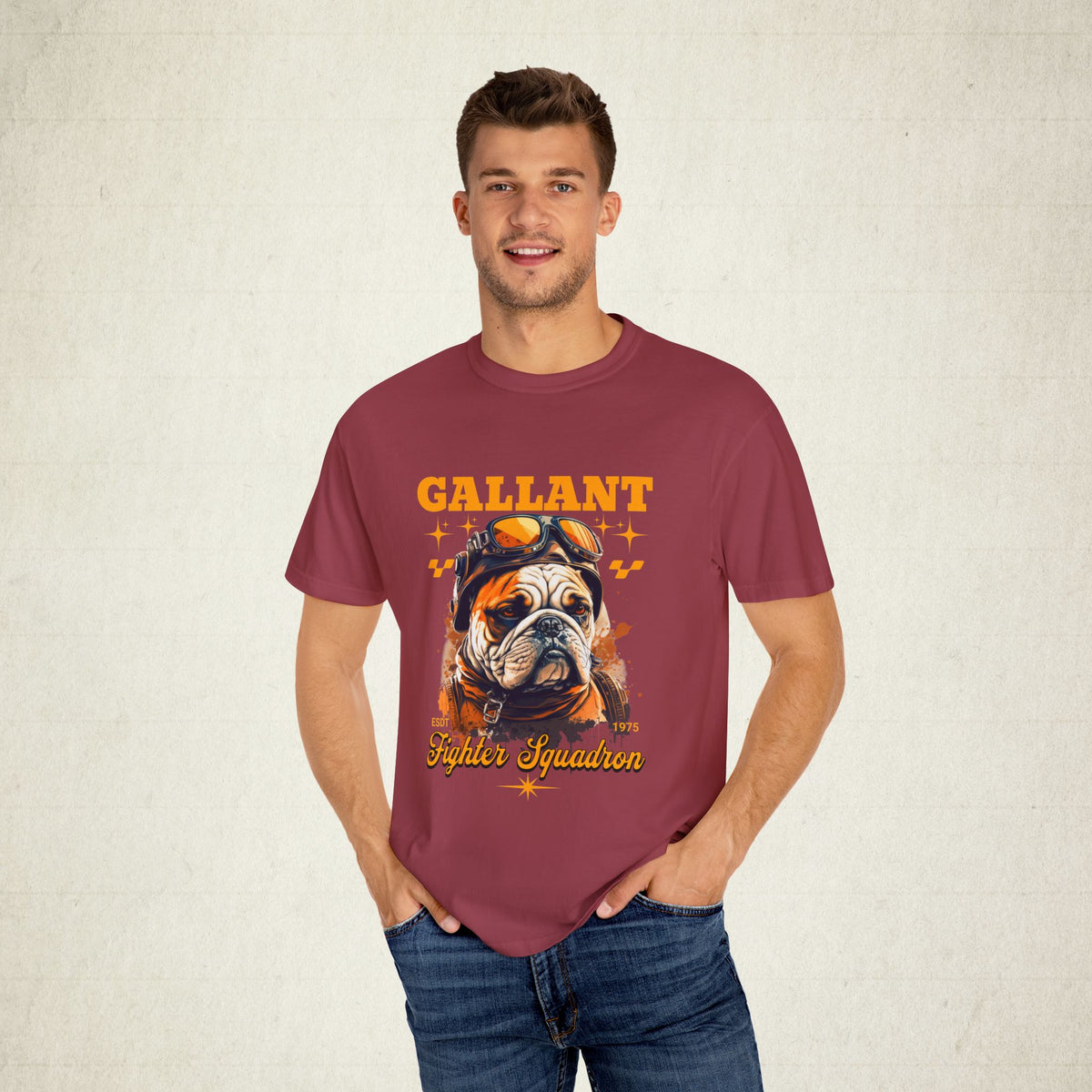 Gallant Fighter Squadron Bulldog Tee featuring a Gallant Fighter Squadron design, graphic tee