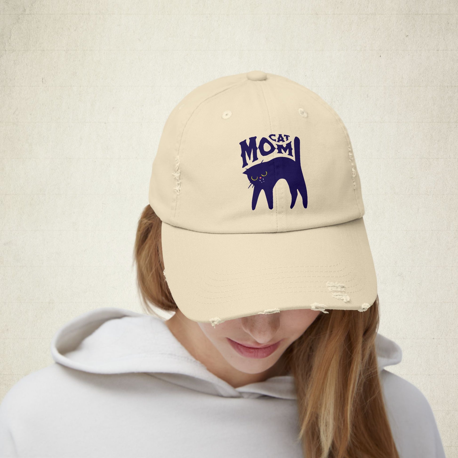 Cat Mom Distressed Cap