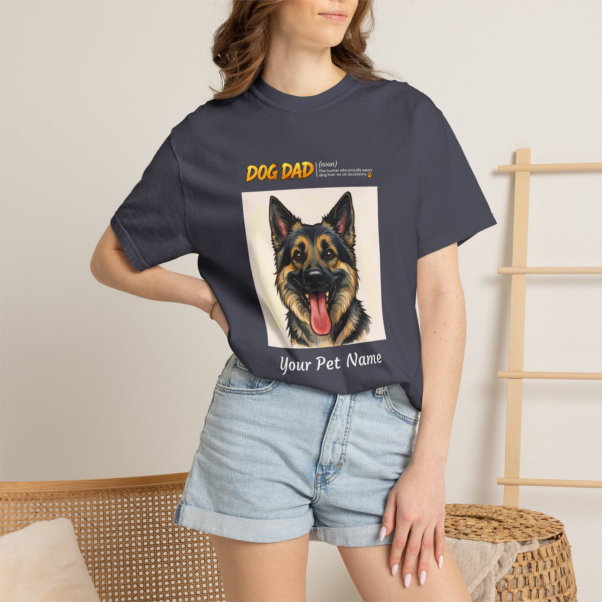 Custom Dog Dad Caricature T-Shirt | Personalized Pet Portrait Tee