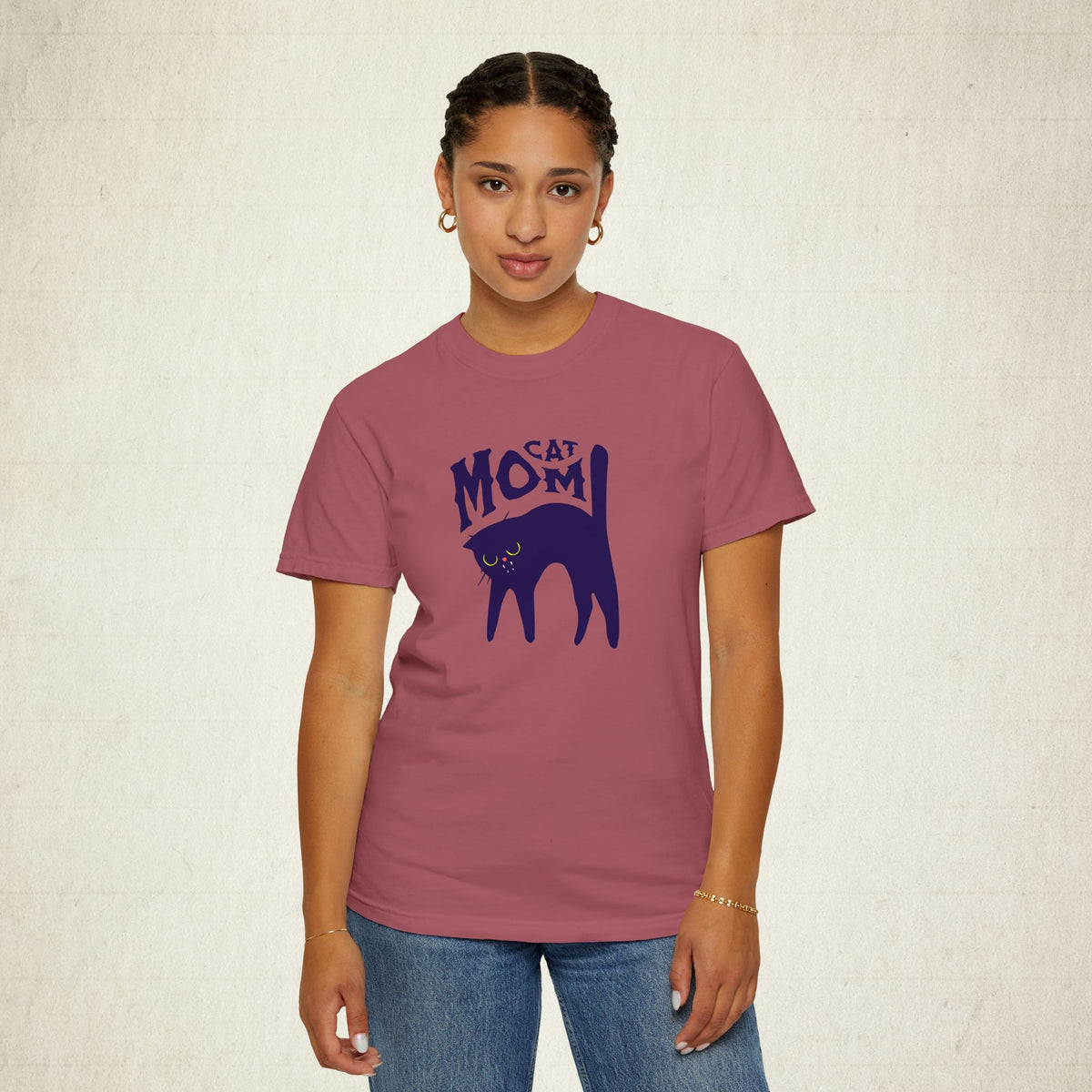 Cat Mom Garment-Dyed Women T-shirt