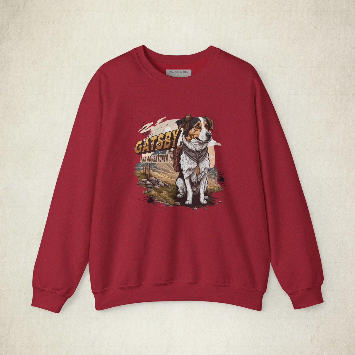 Gatsby the Adventure Dog Crewneck Sweatshirt featuring a Gatsby the Adventure Dog design, crewneck sweatshirt