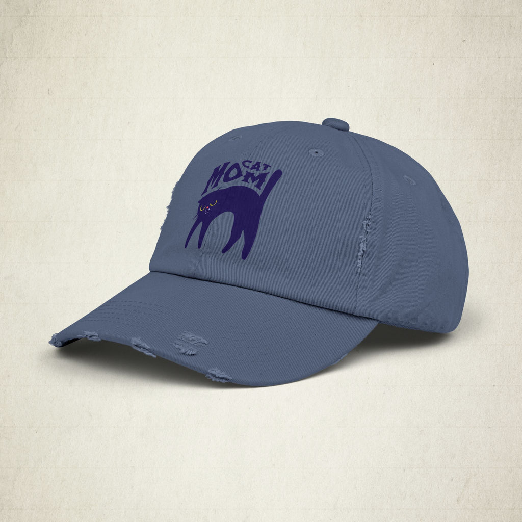 Cat Mom Distressed Cap
