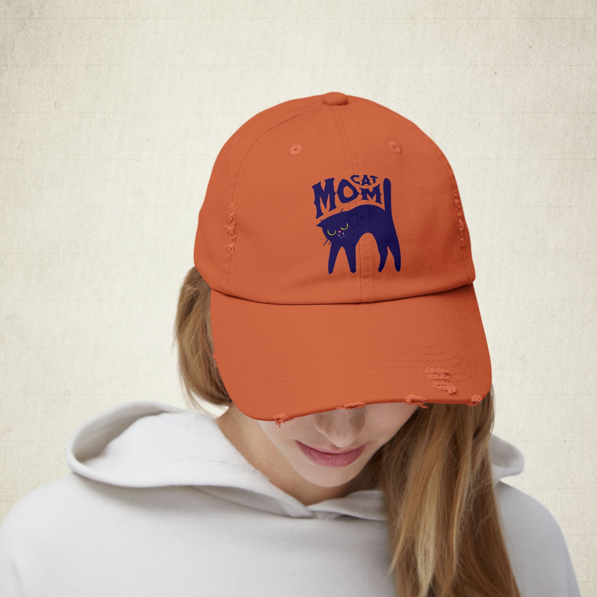 Cat Mom Distressed Cap