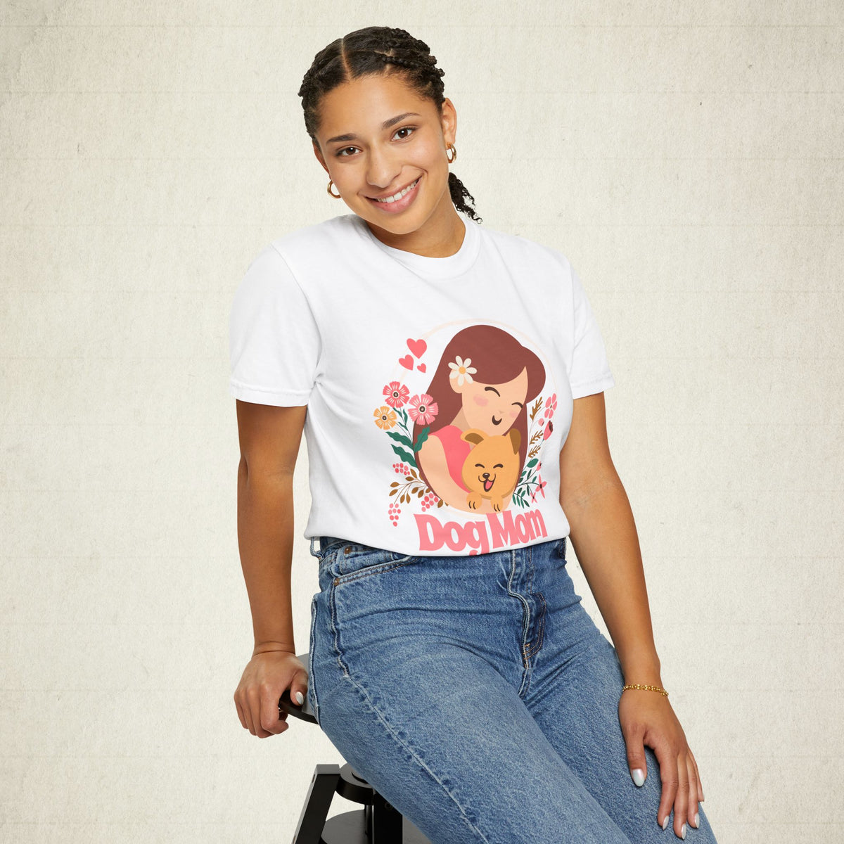 Dog Mom Floral Graphic Tee featuring a Dog Mom design, graphic tee