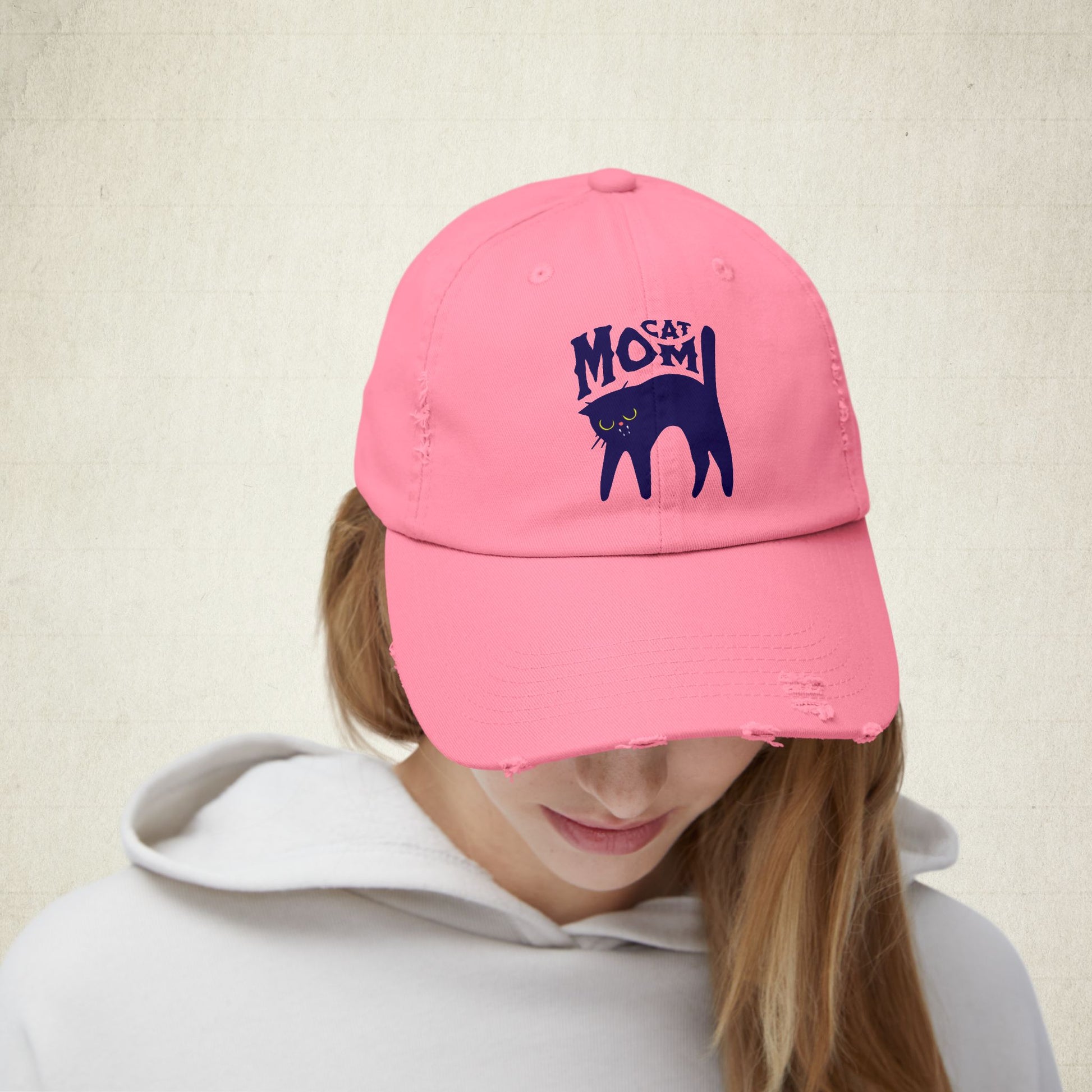 Cat Mom Distressed Cap