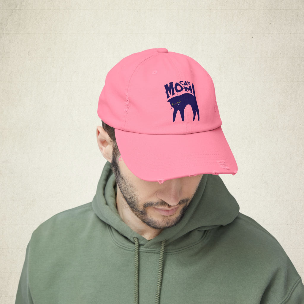 Cat Mom Distressed Cap