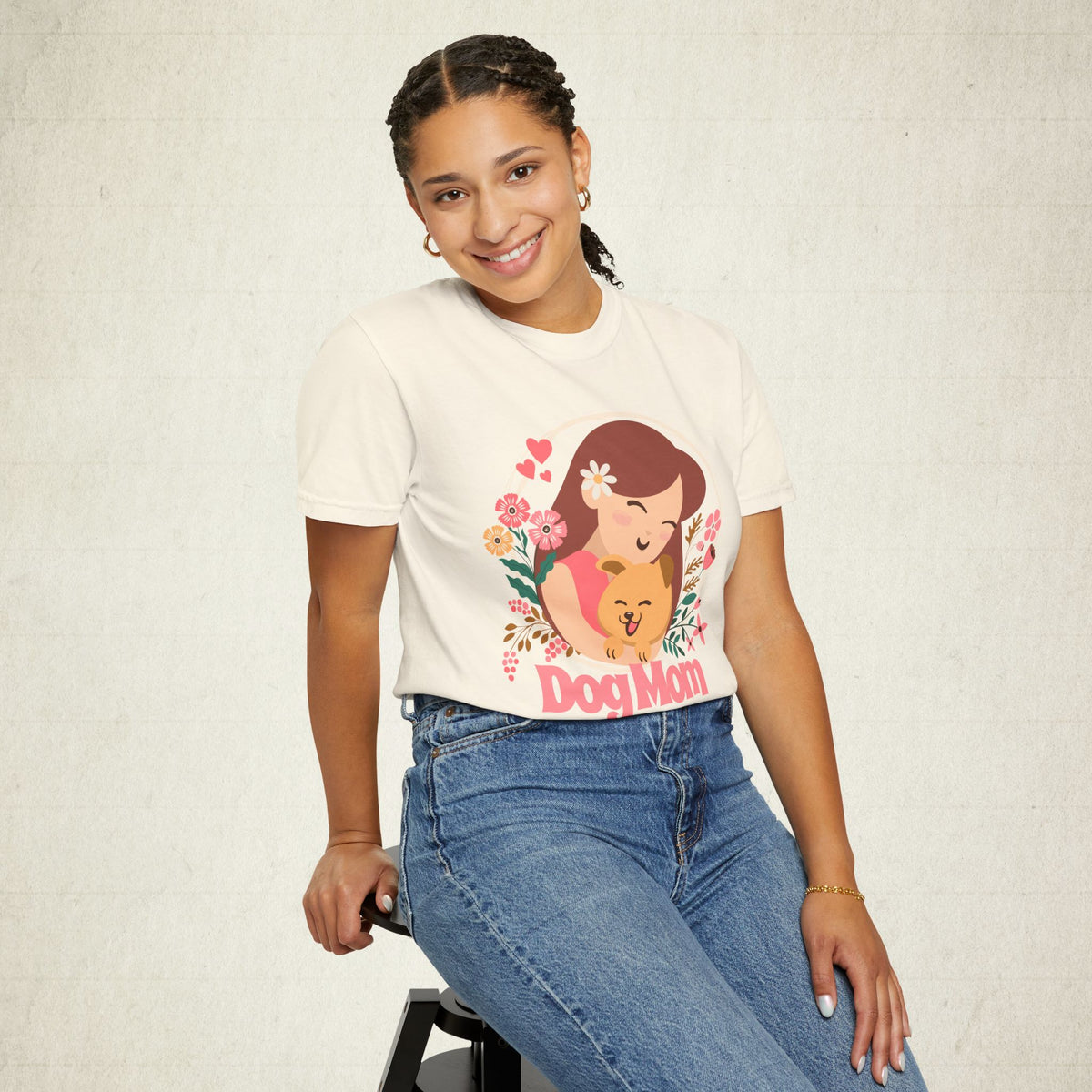 Dog Mom Floral Graphic Tee featuring a Dog Mom design, graphic tee