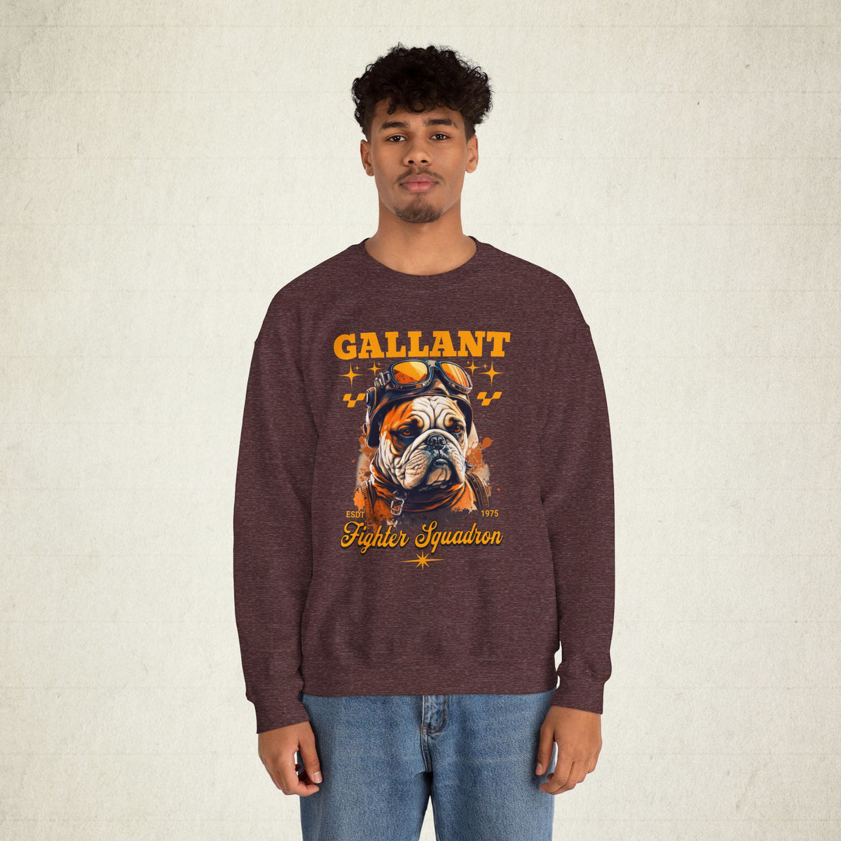 Gallant Fighter Squad Bulldog Sweatshirt featuring a Gallant Fighter Squad design, crewneck sweatshirt