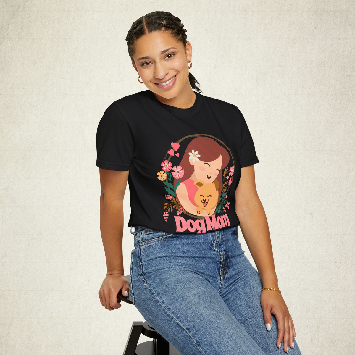 Dog Mom Floral Graphic Tee featuring a Dog Mom design, graphic tee
