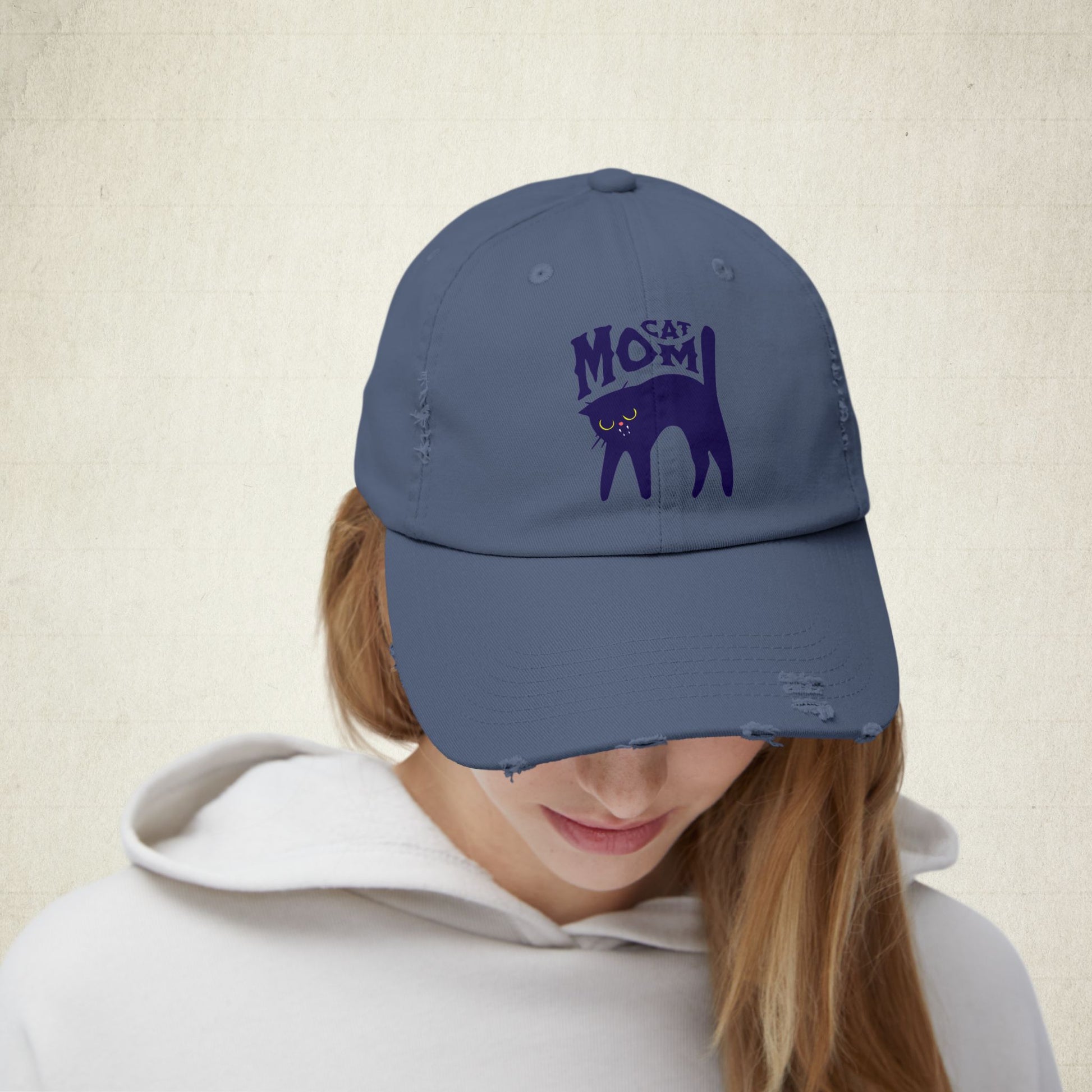 Cat Mom Distressed Cap