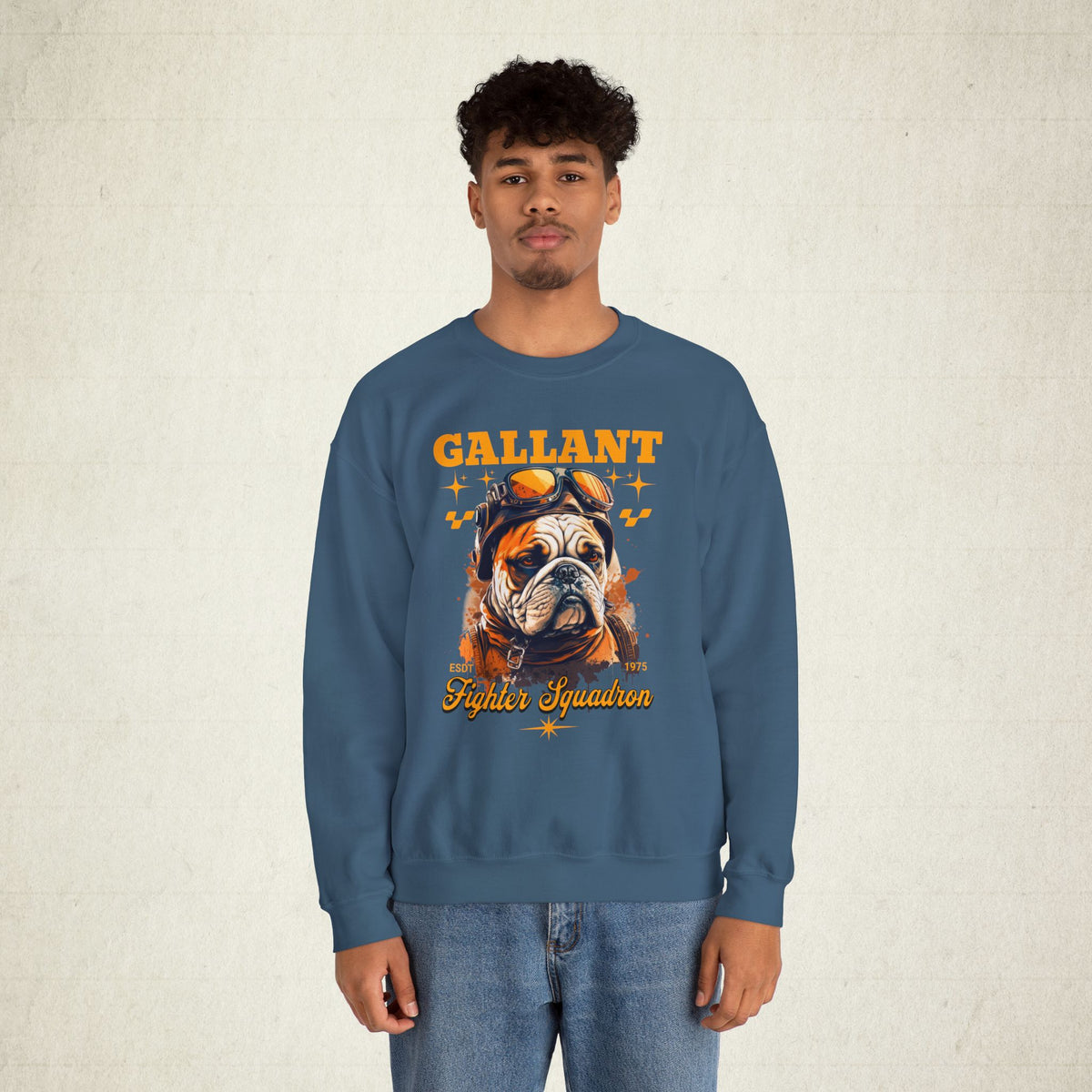 Gallant Fighter Squad Bulldog Sweatshirt featuring a Gallant Fighter Squad design, crewneck sweatshirt